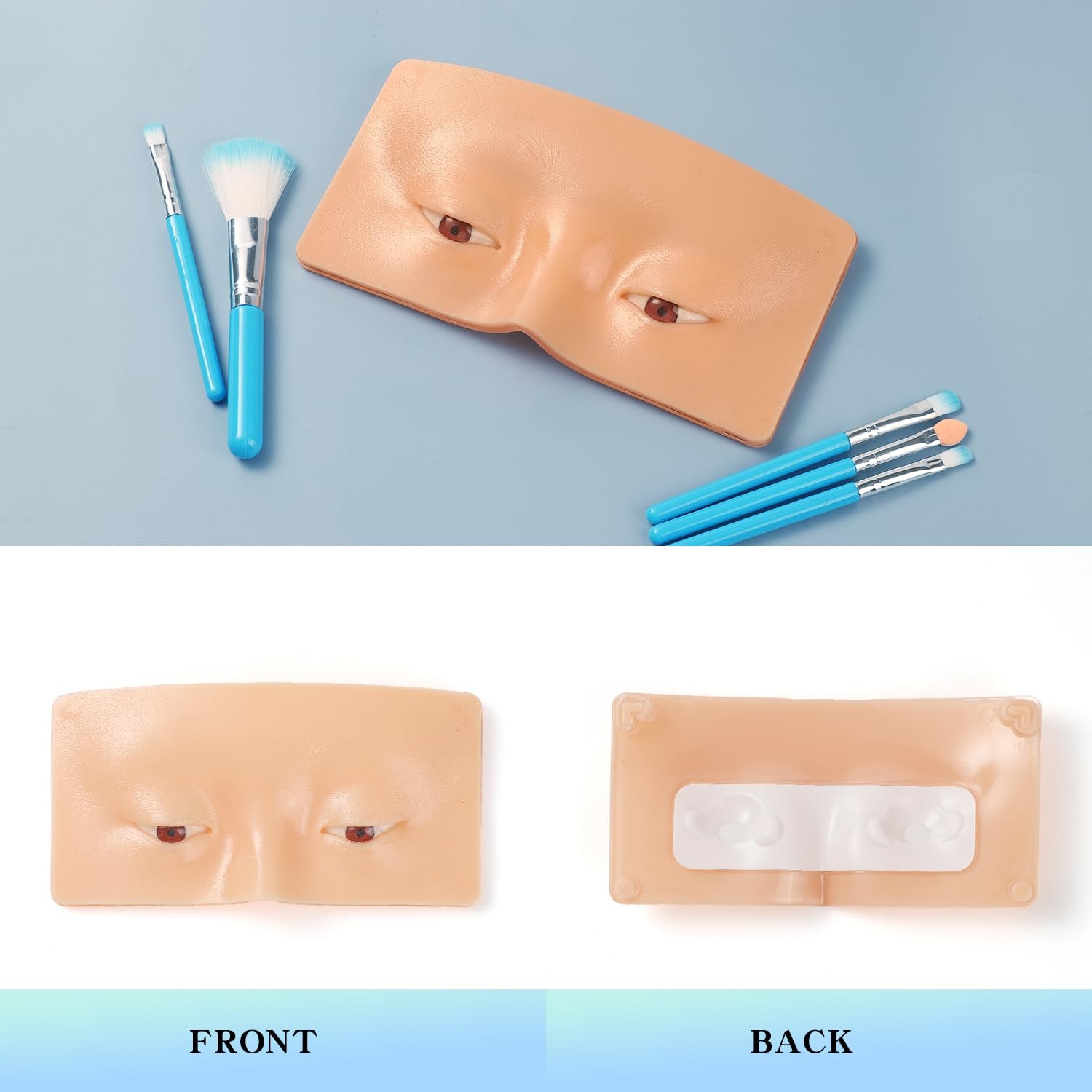 Makeup Practice Face Board, 3D Reusable Silicone Makeup Mannequin Face with 5PCS Makeup Brush, Eye Makeup Practice Face for Makeup Beginner or Professional Enthusiasts