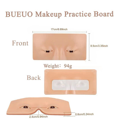 Makeup Practice Face Board, 3D Reusable Silicone Makeup Mannequin Face with 5PCS Makeup Brush, Eye Makeup Practice Face for Makeup Beginner or Professional Enthusiasts