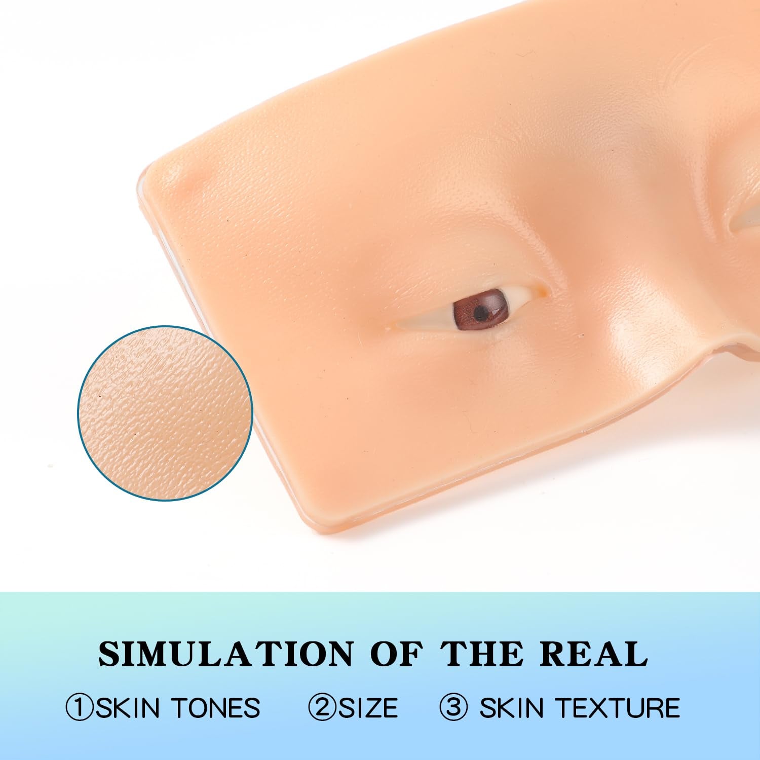 Makeup Practice Face Board, 3D Reusable Silicone Makeup Mannequin Face with 5PCS Makeup Brush, Eye Makeup Practice Face for Makeup Beginner or Professional Enthusiasts